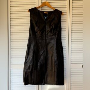 ANTONIO MELANI Black Leather Midi Dress